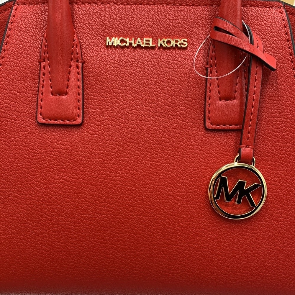 Michael Kors Avril Small Leather Top-Zip Satchel Flame color - Picture 14 of 16